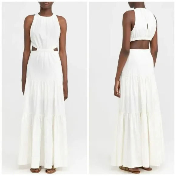 Significant Other Poppy Cut-Out Maxi Dress Ivory White Small - Picture 12 of 13